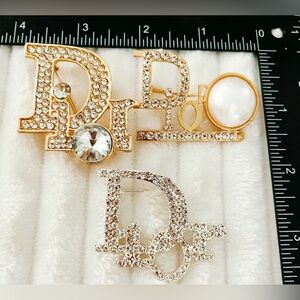 Lot of 3 Letter Style Brooch Pins Gold Silver Tone Fashion Jewelry